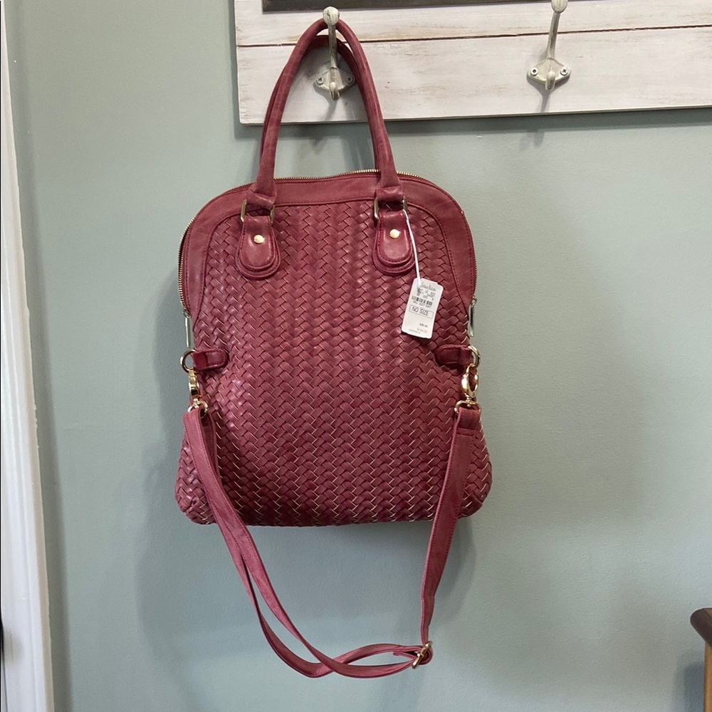 Neiman Marcus Pink/ Red Shoulder Bag with Chevron Pattern NWT.